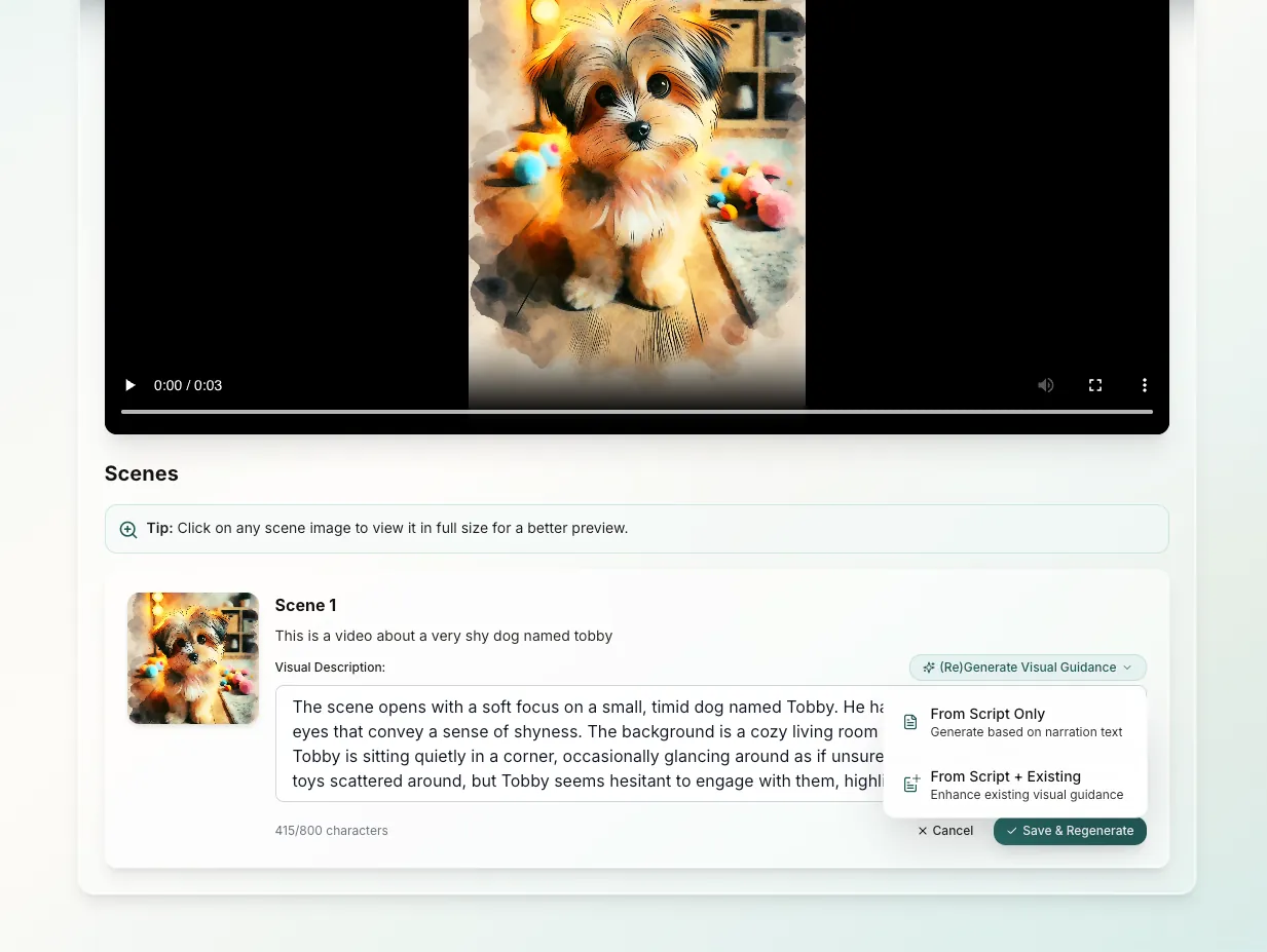 Scene editing interface