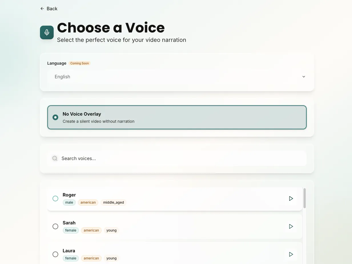 Voice testing interface