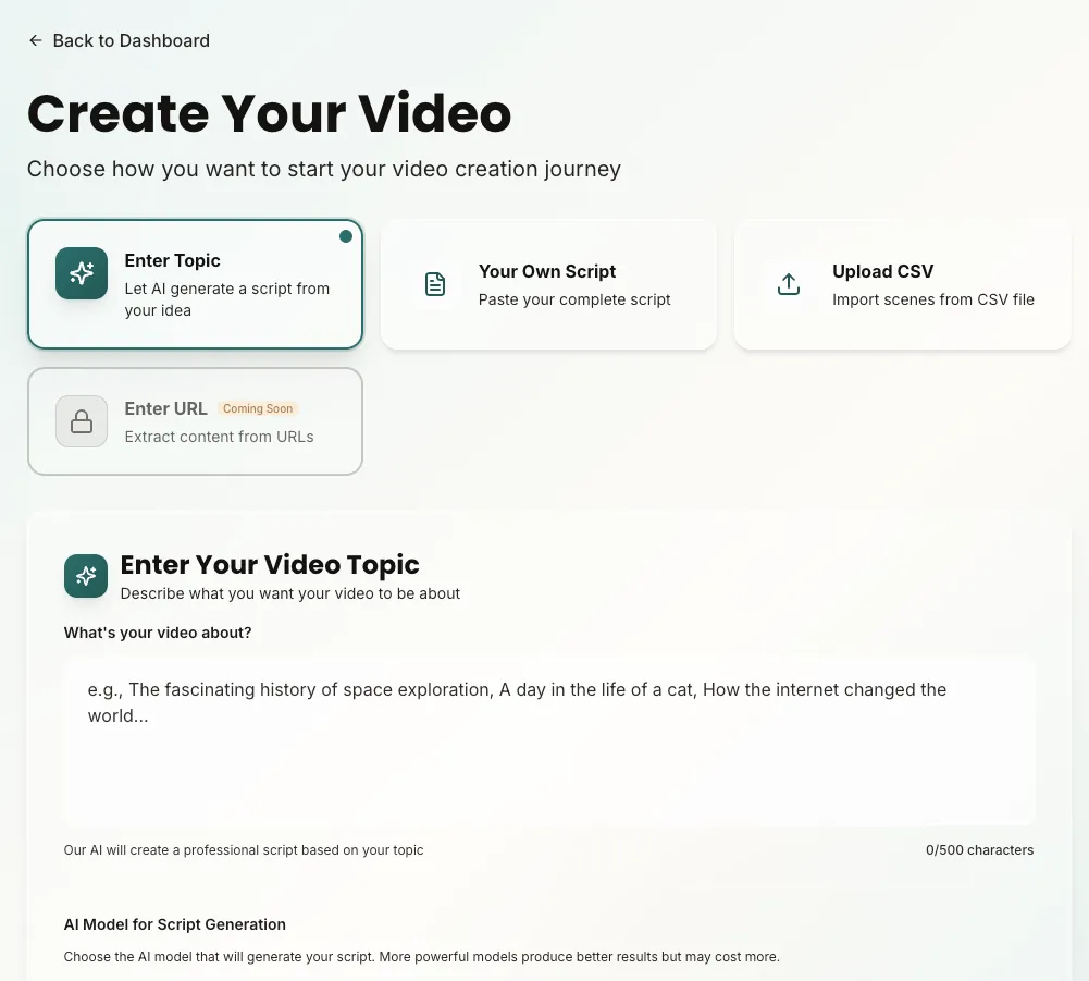 Creating first video