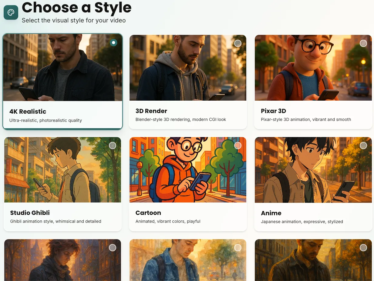 Visual style selection